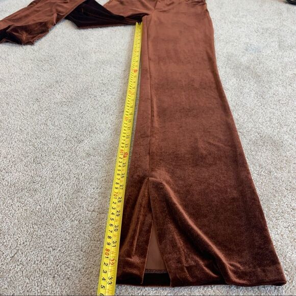 Zara brown velvet flared high waisted pants Sz S NWT - Picture 9 of 10